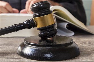 Close-up of a judge's gavel as a symbolic image for a court judgement