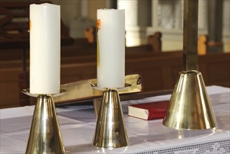 Altar of the Protestant church in Mutterstadt, Rhineland-Palatinate