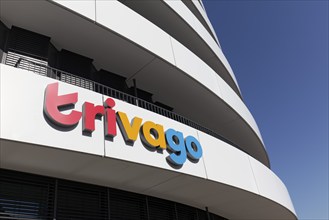 Headquarters of the hotel search engine trivago, lettering on the building, Düsseldorf Media