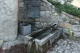 Historic washing fountain, Egloffstein, Upper Franconia, Bavaria, Germany, Europe