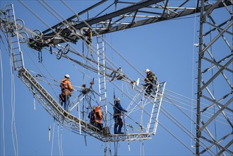 New construction of a 380 kV extra-high-voltage overhead line, with 23 pylons over a length of 7.5