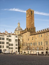 Torre della Gabbia, Cage Tower, and Acerbi palace seen from Piazza Sordello, Mantua, Mantova,