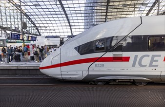 Central station with platform hall with glass roof construction, ICE, Berlin, Germany, Europe