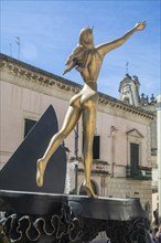 Salvador Dali sculpture Surrealist Piano in the front of Church of San Francesco dAssisi in the