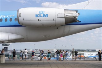 Amsterdam Schiphol Airport, visitor terrace, old Fokker aeroplane, Amsterdam, Netherlands