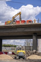 Construction site at the Kaiserberg motorway junction on the A3 and A40, the motorway junction is