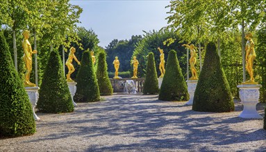 Golden sculptures from the Garden Theatre in the Great Garden, Herrenhausen Gardens, Hanover, Lower