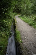 Hiking trail, Schenner Waalweg, Neuwaal, stream, long exposure, Schenna, Scena, South Tyrol,