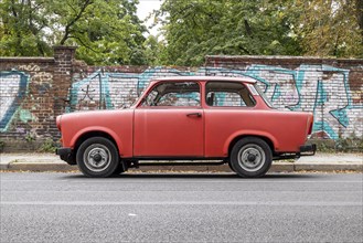 Trabant. Berlin Wall Memorial, sight and reminder of the division by the Berlin Wall and of the