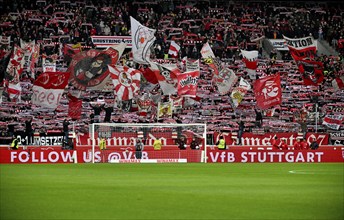 Cannstatter Kurve, VfB Stuttgart, fan block, fans, fan curve, flags, flags, atmosphere,