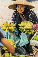 Traditional authentic food market, vendor, woman, fruit, vegetable, fresh, food, nutrition, sale,