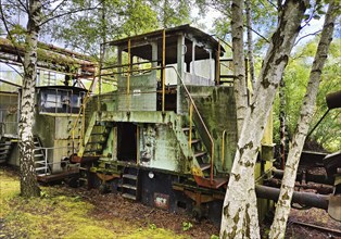 Birch trees in front of a decaying locomotive, Hansa coking plant, Dortmumd, Ruhr area, North