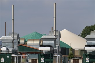 Biogas plant, combined heat and power plants, for power generation, dome-shaped gas storage