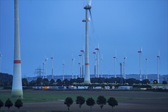 Wind farm, south of the village of Helmern, part of Bad Wünnenberg, Paderborn district, A44