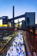 Ice rink at the Zollverein coking plant, Zollverein World Heritage Site, Essen, Germany, Europe