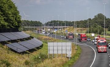 A58 motorway, photovoltaic systems were installed on the slopes to the side of the carriageway, use