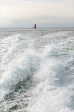 Wake of a boat during a sea crossing. Finistere, Brittany, France, Europe