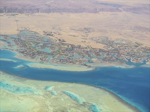 Aerial view, El Gouna tourist resort, Egypt, Africa