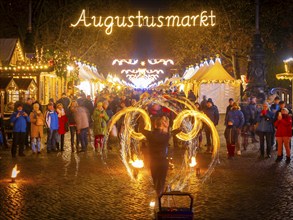 Christmas market on the main street in Dresden Neustadt, Dresden, Saxony, Germany, Europe