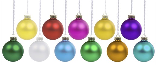 Christmas baubles with Christmas decorations colours decoration hanging clipping isolated cropped