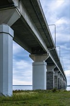 Atmospheric view of the Öland Bridge (Ölandsbron) in the evening light, which connects the mainland