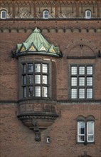 Brick façade with bay window, town hall in the National Romantic style by Martin Nyrop, Town Hall