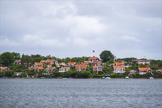 View from the island of Saltö to the famous allotment garden colony Brändaholm on the island of