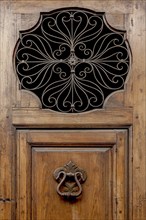 Detail of an old front door with door knocker, Ronda, Andalusia, Spain, Europe