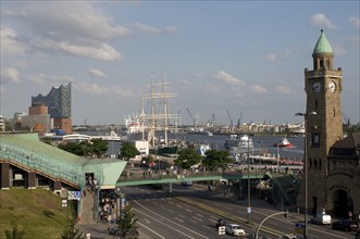 Europe, Germany, Hamburg, Elbe, harbour, St. Pauli Landungsbrücken station, glass centre, Elbe