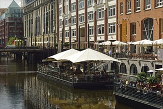 Germany, Hamburg, City, Bleichenfleet, floating restaurants, Europe