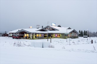 Motorway service area in Raattama, Lapland, Finland, Europe