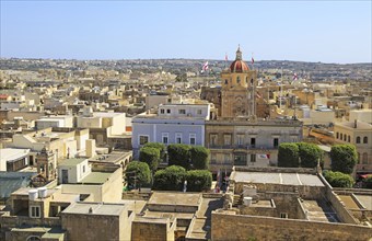 Domed roof of basilica St George church in town centre of Victoria Rabat, Gozo, Malta, Europe