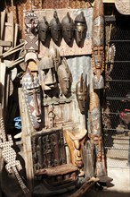 African wood carvings in the souk of Marrakech, Morocco, Africa