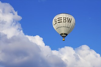 Landesbank BW hot air balloon rises into the air, as part of the aviation festival on the Rossfeld