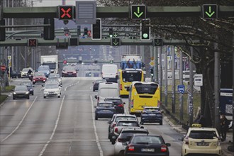 Two BVG buses travel along Heerstraße in Berlin, 27 February 2024. Berliner Verkehrsbetriebe (BVG)