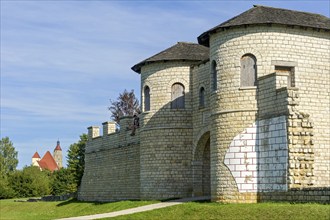 Roman fort Biriciana fort, reconstructed north gate, Porta decumana, St Andrew's church at the