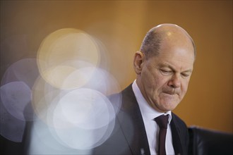 Olaf Scholz (SPD), Federal Chancellor, pictured during a meeting of the Federal Cabinet. Berlin, 24