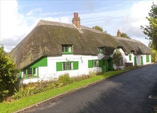 Historic attractive thatched cottages in Great Bedwyn, Wiltshire, England, UK