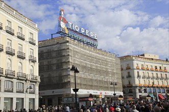 Tio Pepe sign, Gonzalez Byass sherry, Plaza de la Puerta del Sol, Madrid city centre, Spain, Europe