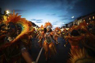 Captivating image capturing the essence of the Rio Carnival, showcasing a dancer adorned in an