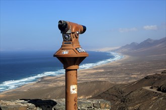 Viewpoint to Cofete beach Atlantic Ocean coast, Jandia peninsula, Fuerteventura, Canary Islands,