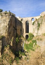 Historic New Bridge, Puente nuevo, spanning the El Tajo gorge over the Rio Guadalevín river, Ronda,