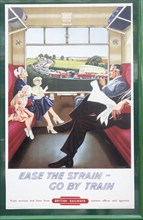 Vintage British Railways rail advertising poster, Swanage railway station, Dorset, England, UK