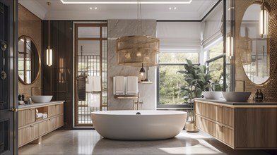 Luxurious custom bathroom upgrade interior, generative AI, AI generated