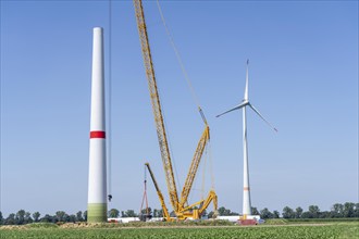 Repowering, dismantled Enercon E-58 wind turbine in a wind farm near Issum, 9 older wind turbines