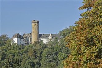 Castle built 12th century, Dehrn, autumn atmosphere, Lahntal, Dehrn, Runkel, Westerwald, Taunus,