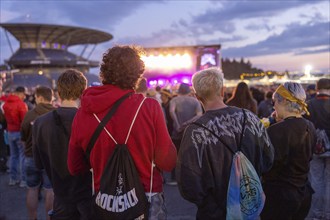 Adenau, Germany, 8 June 2024: Fans at the Rock am Ring Festival. The festival takes place at the