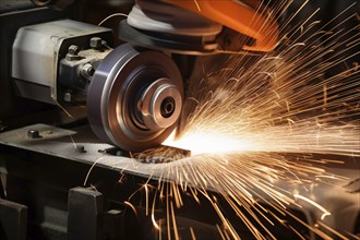 Metal working with sparks. KI generiert, generiert AI generated