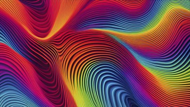 Seamless abstract pattern of vector fluid curved lines creating a dynamic ripple effect in vibrant