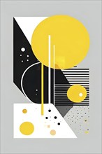 Abstract geometric shapes in yellow color accent to evoke feelings of fun and ease, AI generated